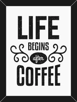 Black &amp; white coffee poster Illustrazione stock