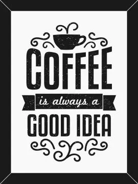Black &amp; white coffee poster Illustrazione stock