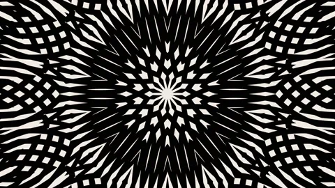 Black White Complex Geometric Radial Symmetric Pattern Seamless Loop Stock Footage 171395561