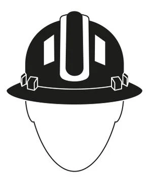 Black white construction worker avatar silhouette Stock Illustration
