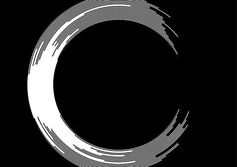 Black white creative circular lines concept abstract tech background Stock Illustration