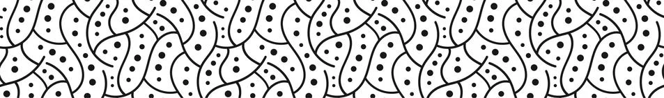 Black white curved lines as stylized branches and dots. Seamless abstract Stock Illustration
