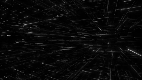 Black white digital data tunnel fast moving code lines, binary numbers, deep Stock Footage 334061496