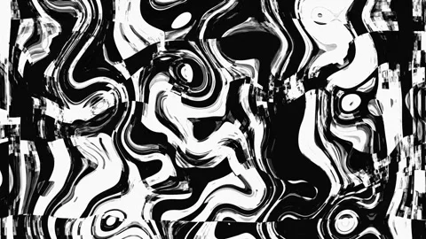 Black white distorted liquid marble motion pattern Stock Footage 320530913