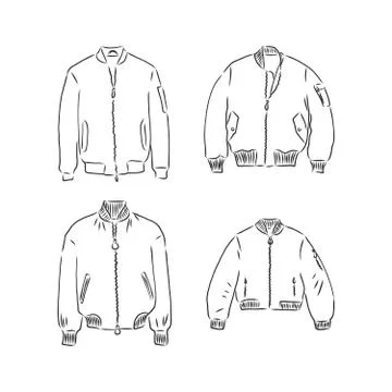 Black white down jacket. winter jacket vector sketch illustration 库存插图