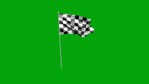 Black White Finish Flag Chroma Key Stock Footage 339750433