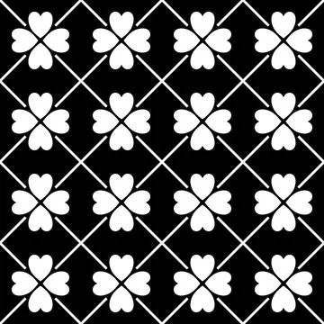 Black white floral fabric pattern          Stock Illustration