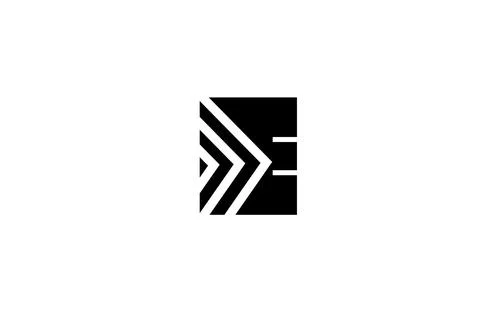 Black white geometric E alphabet letter logo icon design. Creative template.. Stock Illustration