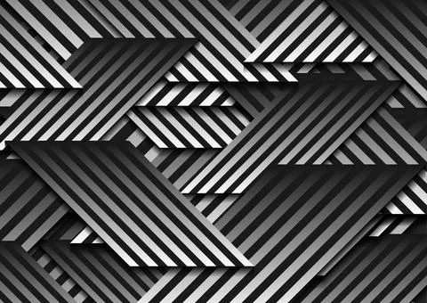 Black white geometric shapes abstract tech minimal background Stock Illustration