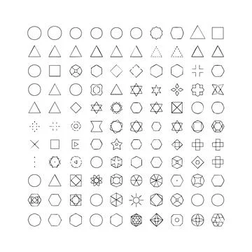 Black white geometric shapes patterns collection set isolated background ms.. Illustrazione stock