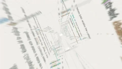 Black white glitchy code 3d animation, virtual hacking world tunnel Stock Footage 307292280