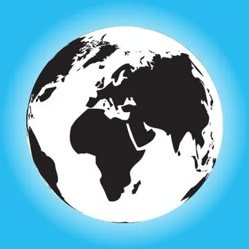 Black white globe map Stock Illustration
