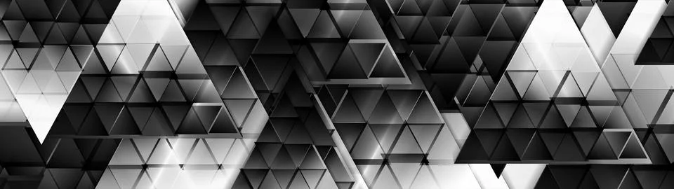Black white glossy triangles abstract technology background Stock Illustration
