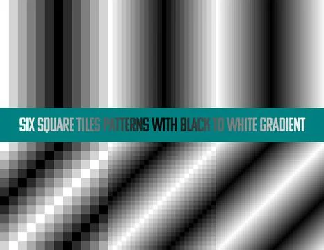 Black to white gradient in square tiles, seamless vector pattern, grey scale Illustrazione stock