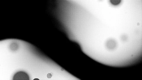 Black white halftone dots form curves and circles Stock Footage 296263431