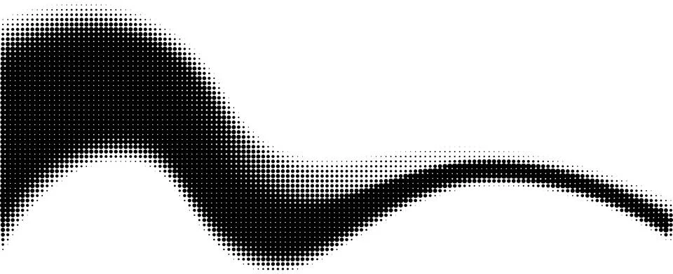 Black White Halftone Dots Wave Background Stock Illustration
