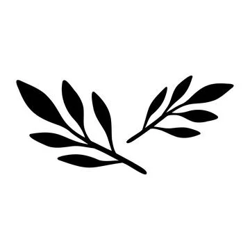 Black on white Hand drawn vector Branch with leaves. Floral simple illustration Stock Illustration