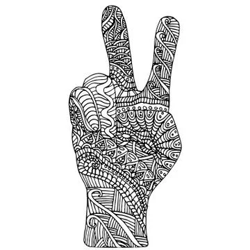 Black white hand pattern, doodle style,beautiful design element, Stock Illustration