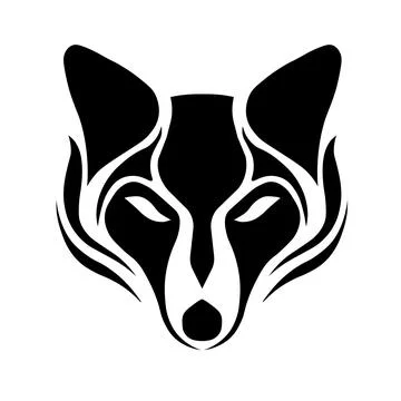 Black white head of fox. Stock Illustration