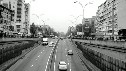 Black White Highway On Diagonal View Stock Footage 83952882