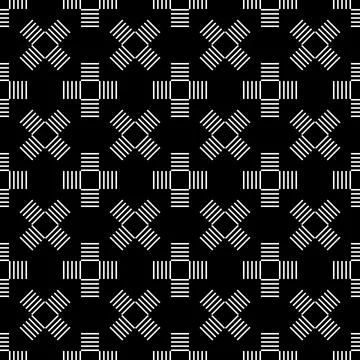 Black white linen floral pattern Stock Illustration
