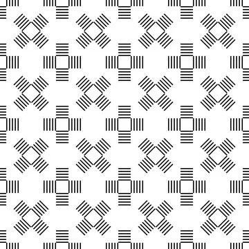 Black white linen floral pattern Stock Illustration