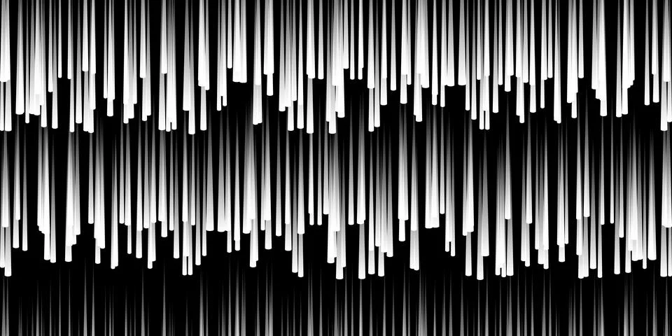 Black white lines flow down seamless Vector modern optical halftone pop art.. Illustrazione stock