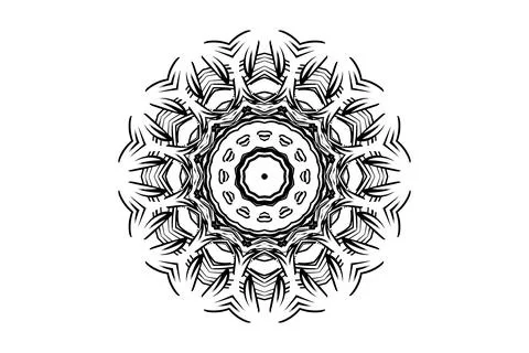 Black White Mandala Circular Pattern Design Stock Illustration