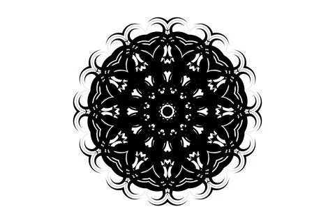 Black White Mandala Circular Pattern Design Stock Illustration