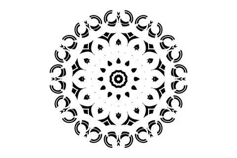 Black White Mandala Circular Pattern Design Stock Illustration