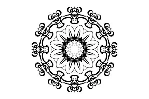 Black White Mandala Harmonious Geometry Art Circle Illustrazione stock