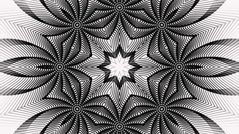 Black white mandala hypnotic star pattern Видео 296654908