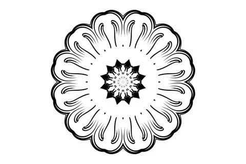 Black White Mandala Sketch Circular Motif Design 스톡 일러스트