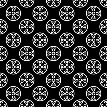 Black white mandalas stripe pattern  Stock Illustration