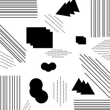 Black white memphis background Stock Illustration