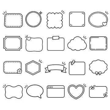 Black White Minimalist Frame Border Icon Set Collection イラスト素材