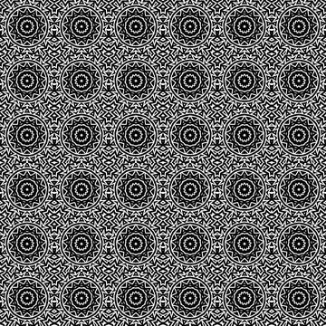 Black white ornate mandala pattern textile design Stock Illustration