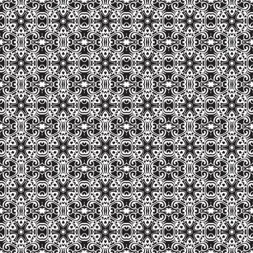 Black white ornate pattern seamless texture background design Stock Illustration
