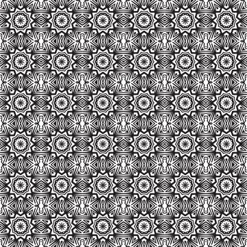 Black white ornate seamless pattern textile design Stock Illustration