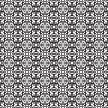 Black-white ornate seamless pattern, textile design, repeating background Stock Illustration
