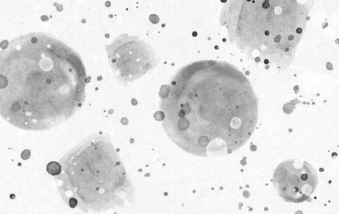 Black white paint blots texture, ink splatter abstract background, messy a... Stock Photos