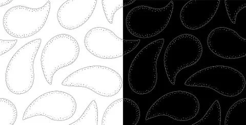 Black white paisley seamless pattern. Simple dots vector illustration for linens Stock Illustration