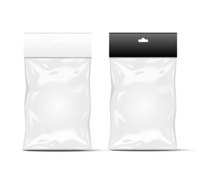 Black &amp; white plastic pack, packaging, 3D, vector Stock Illustration