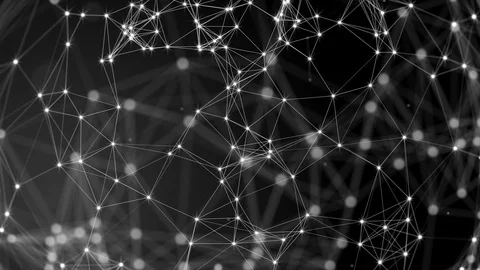 Black white plexus with dots, lines, triangles. Background information for Vídeos de archivo 80704162