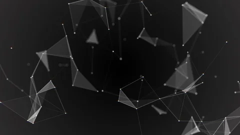 Black white plexus with dots, lines, triangles. Background information for Stock Footage