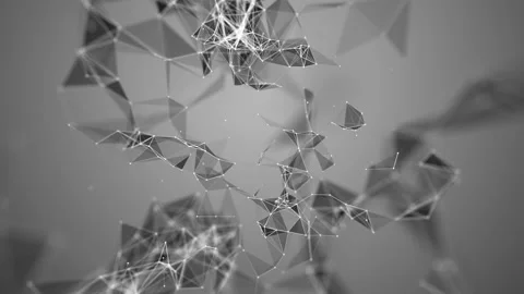 Black white plexus with dots, lines, triangles. Background Vídeo Stock 97263453
