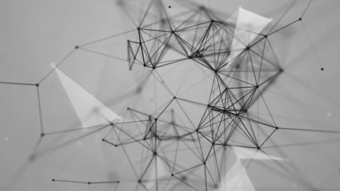 Black white plexus with dots, lines, triangles. Background Stock Footage 97329203