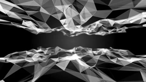 Black white plexus with dots, lines, triangles. Background Stock Footage 105459511