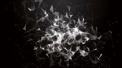 Black white plexus with dots, lines, triangles. Background Stock Footage 112866428