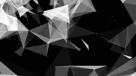 Black white plexus with dots, lines, triangles. Background information for Video stock 126578675